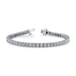 Sprankelende Rond Geslepen 10 Karaat Natuurlijke uit de aarde gewonnen Diamanten Tennisarmband Witgoud Nieuw