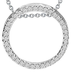 Sprankelende Ronde Geslepen Echt Diamanten Cirkel Hanger Ketting 2,50 Karaat WG 14K