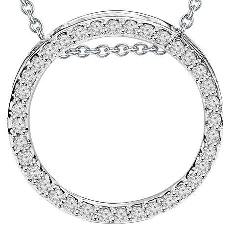 Sprankelende Ronde Geslepen Echt Diamanten Cirkel Hanger Ketting 2,50 Karaat WG 14K