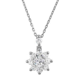 Sprankelende Ronde Geslepen Echt Diamanten Hanger Ketting 3,95 Karaat Witgoud 14K