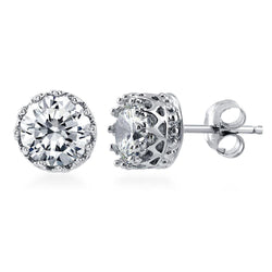 Sprankelende Ronde Geslepen Echt Diamanten Oorknopjes 2 Karaat Witgoud 14K