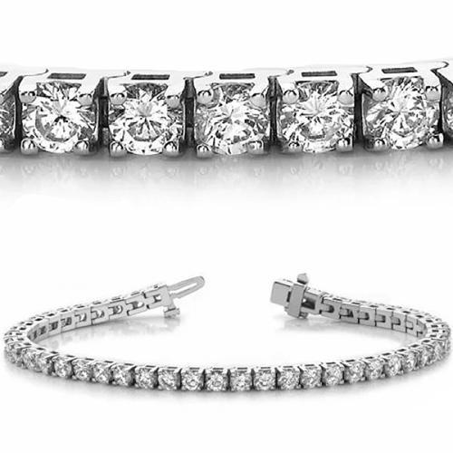 Sprankelende Ronde Geslepen Echt Diamanten Tennisarmband 6.90 Karaat Witgoud 14K