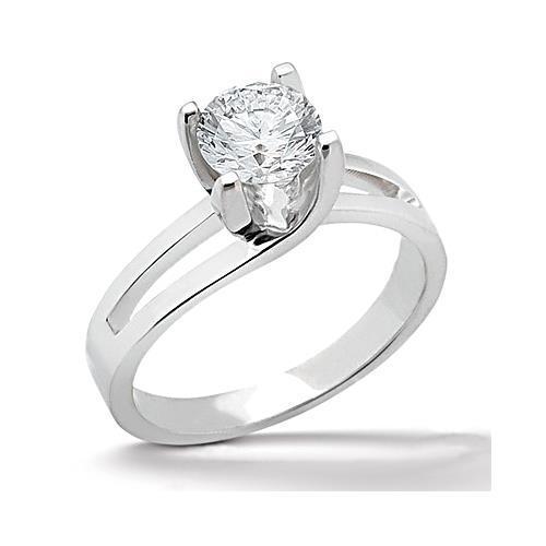 Sprankelende Solitaire Echt Diamanten Verlovingsring Van 0,75 Karaat Witgoud 14K
