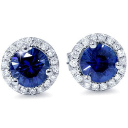 Sri Lanka Blauwe saffier diamanten oorbel gouden sieraden 5 karaat