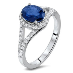 Sri Lanka Saffier Diamanten 3.40 Karaat Ring Wit Goud 14K