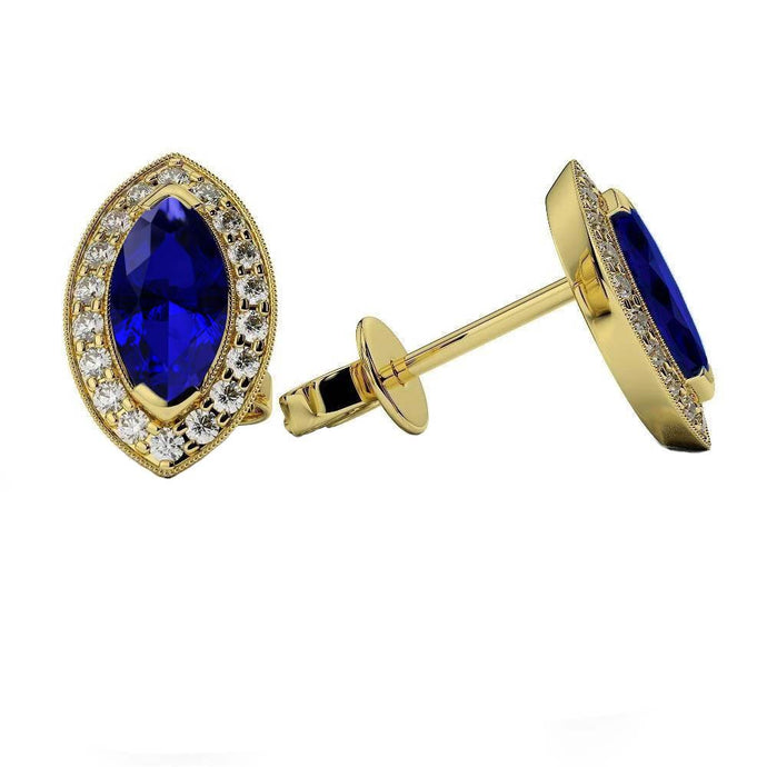 Sri Lanka Saffier En Diamanten Vrouwen Studs Halo Oorbellen 3 Karaat - harrychadent.nl