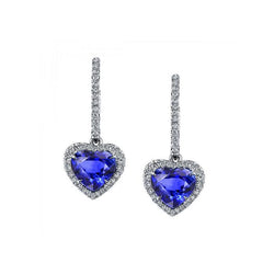 Sri Lanka Sapphire Diamond Dangle Earring Wit Goud 14K 2.55 Karaat