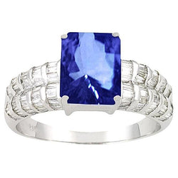 Sri Lanka Sapphire Emerald Baguette Diamanten Witgouden Ring 7.51 Ct