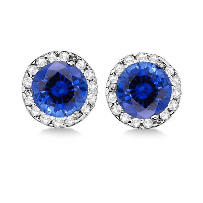 Sri Lanka Sapphire halo diamanten oorknopjes 5,50 ct rond geslepen - harrychadent.nl