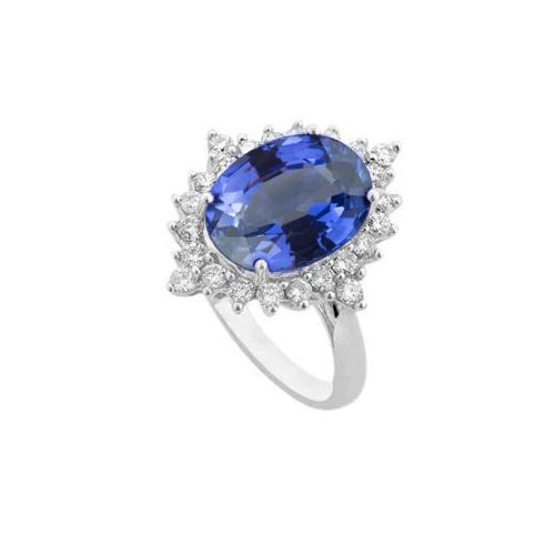 Sri Lanka Sapphire ovale diamanten ring 8.51 karaat edelsteen sieraden - harrychadent.nl