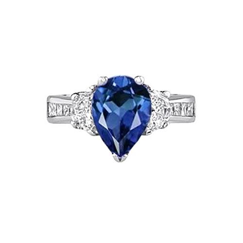 Sri Lanka blauwe saffier 3.28 karaats ring wit goud 14K sieraden - harrychadent.nl