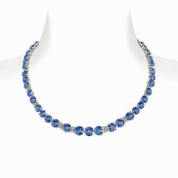 Sri Lanka blauwe saffier Diamanten 39,25 karaat gouden ketting 14K