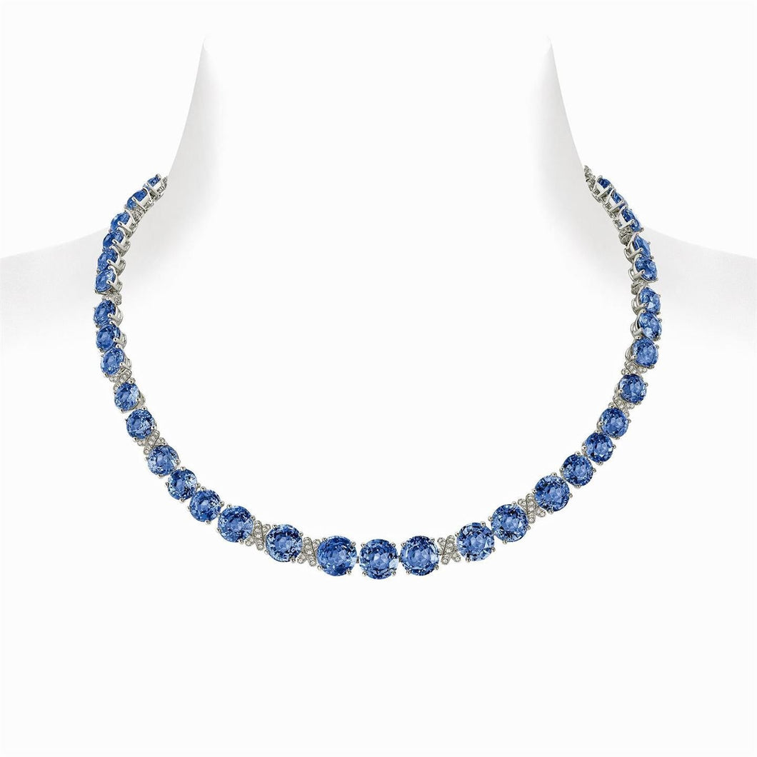 Sri Lanka blauwe saffier Diamanten 39,25 karaat gouden ketting 14K - harrychadent.nl