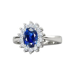 Sri Lanka blauwe saffier diamanten verlovingsring 2.60 ct witgoud 14k