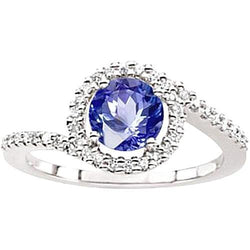 Sri Lanka blauwe saffier diamanten witgouden 14K ring 5.60 karaat