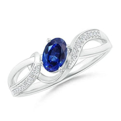 Sri Lanka blauwe saffier lint ring 2.90 ct wit goud 14k