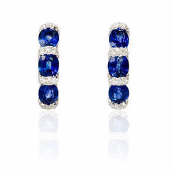 Sri Lankaanse Sapphire Hoop Earring White Gold Diamond 3.24 karaat