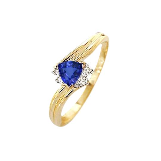 Sri Lankaanse Sapphire Trillion & Diamond 3.95 Carat Ring Geel Goud 18K - harrychadent.nl