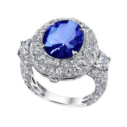 Sri Lankaanse saffier diamanten 6 karaat trouwdag ring