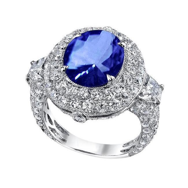 Sri Lankaanse saffier diamanten 6 karaat trouwdag ring - harrychadent.nl
