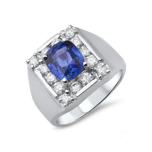 Sri Lankaanse saffier diamanten ring van 1,56 ct 14k witgoud - harrychadent.nl