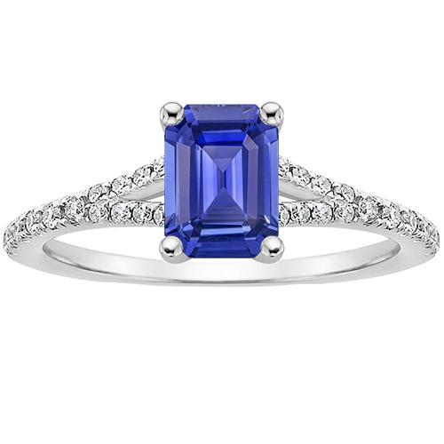 Sri Lankaanse saffier en diamanten ring met 4 karaat smaragd solitaire accenten - harrychadent.nl