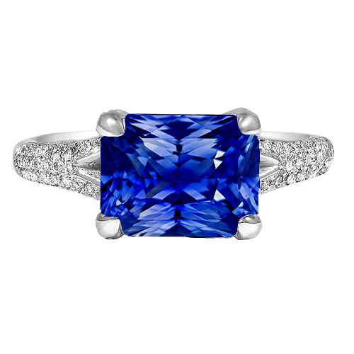 Srilanka Sapphire Edelsteen Sieraden Stralende Split Shank Ring 4 Karaat - harrychadent.nl