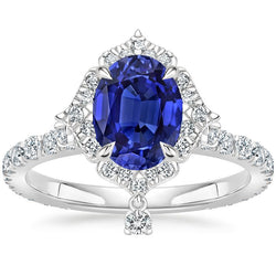 Srilanka Sapphire Halo Pear Cut Diamond Ring 6 karaat piramidestijl