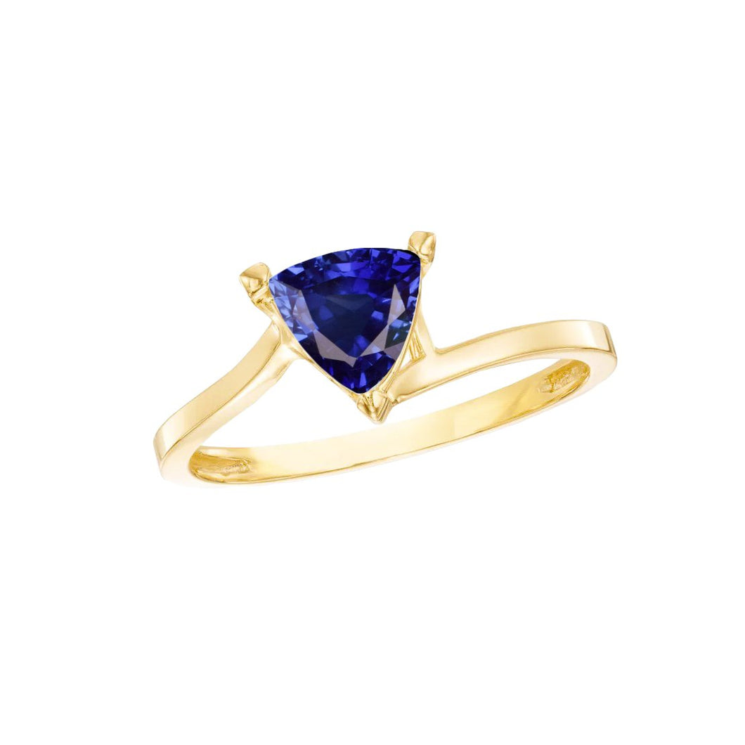 Srilanka Sapphire Solitaire Trillion-vormige ring 1 karaat geel goud - harrychadent.nl