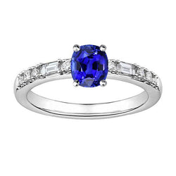 Stokbrood & Ronde Diamanten Ring Kussen Ceylon Sapphire 2,50 Karaat