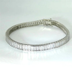 Baguette Geslepen Natuurlijke Diamanten Tennis Gouden Armband