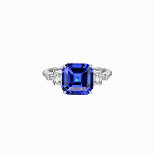 Stralend & Stokbrood Diamant Asscher natuurlijke blauwe saffier ring 2 karaat - harrychadent.nl