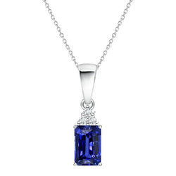 Stralende Ceylon saffier & diamanten hanger met ketting 1,75 karaat