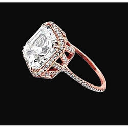 Stralende diamanten verlovingsring met fancy halo 3,51 ct. Rosé goud 14k