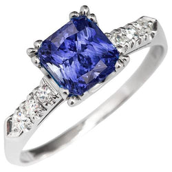 Stralende edelsteen blauwe saffier diamanten ring Triple Prong Set 3 karaat