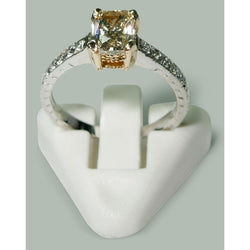 Stralende en ronde diamanten trouwring van 1,60 ct, tweekleurig goud