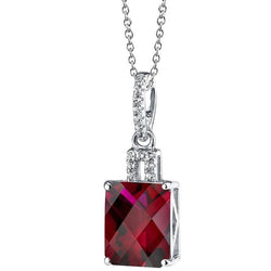 Stralende vorm rode robijn met diamanten ketting hanger 5,35 karaat