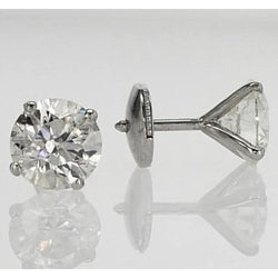 Stud Earring Ronde Diamant 1,60 Karaat Wit Goud 14K
