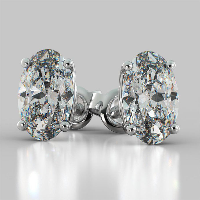 Stud Dames Echt Diamanten Oorbellen 2 Karaat Wit Goud Prong Set Ovaal Geslepen