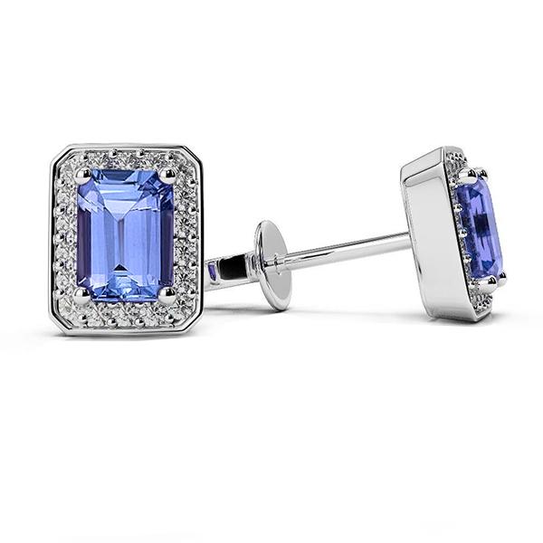Tanzaniet & Diamanten Dames Oorknopjes Halo Oorbellen 5,10 Ct Witgoud 14K - harrychadent.nl