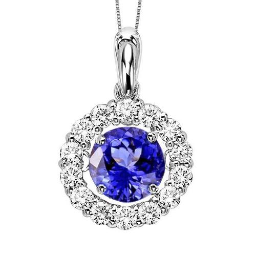 Tanzaniet en diamanten 3,85 karaat hanger ketting wit goud 14K - harrychadent.nl