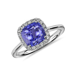 Tanzaniet en diamanten 7.75 ct ring 14k witgoud Nieuw