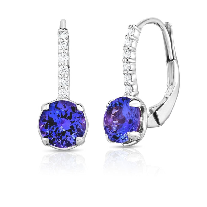 Tanzaniet met diamanten 4,50 ct. Dangle Earring Wit Goud - harrychadent.nl