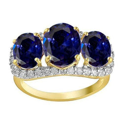 Tanzaniet ovale en ronde diamanten 6 karaat jubileum ring sieraden
