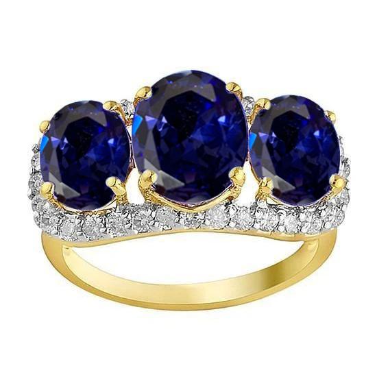 Tanzaniet ovale en ronde diamanten 6 karaat jubileum ring sieraden - harrychadent.nl