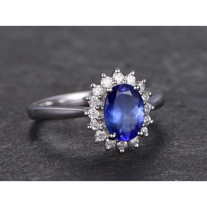 Tanzaniet ring met diamanten witgoud 4,5 ct edelsteen sieraden - harrychadent.nl