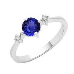 Tanzanite AAA ronde diamanten dames fancy ring wit goud 0,75 karaat