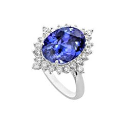 Tanzanite ovale diamanten verlovingsring 8,50 karaat edelsteen sieraden Nieuw