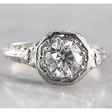 Afbeelding in Gallery-weergave laden, Taps toelopende schacht stijl ronde diamanten ring wit goud 14K 1 karaat - harrychadent.nl
