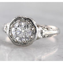 Afbeelding in Gallery-weergave laden, Taps toelopende schacht stijl ronde diamanten ring wit goud 14K 1 karaat - harrychadent.nl
